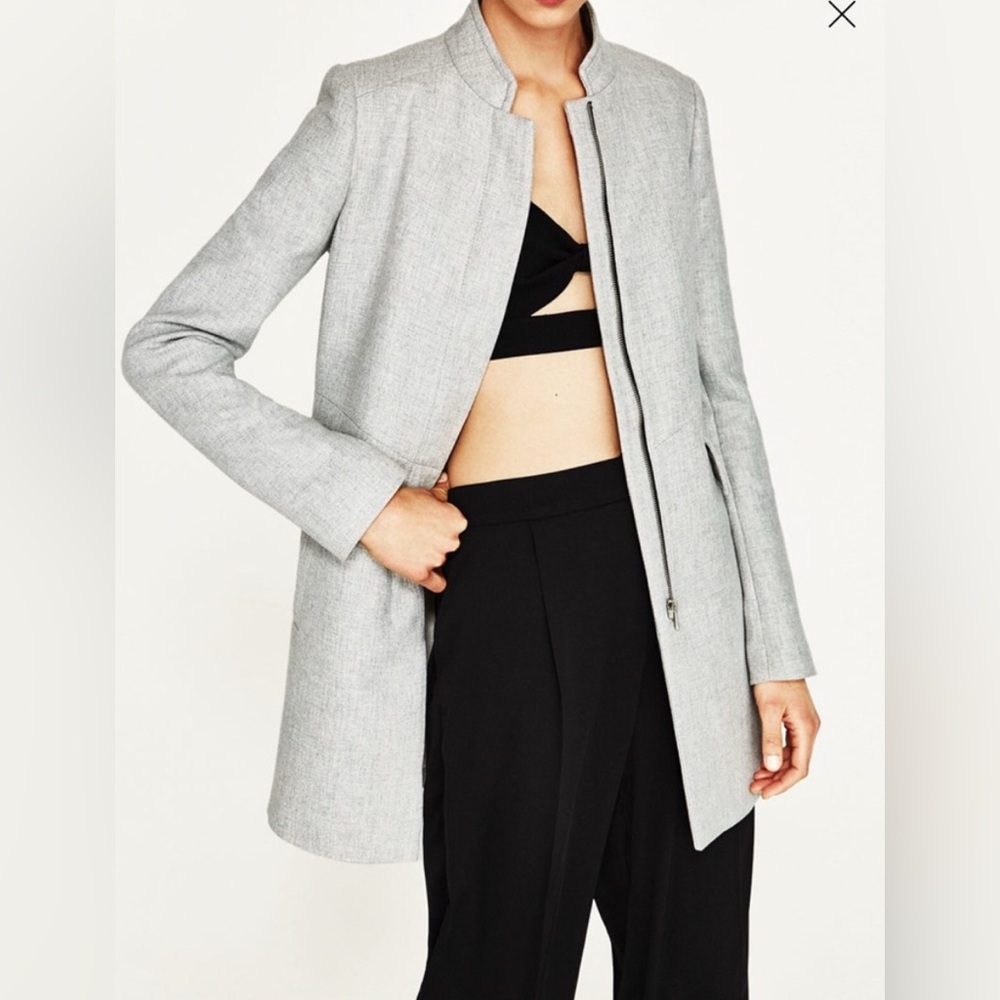 Zara tailored cotton blend blazer coat Small